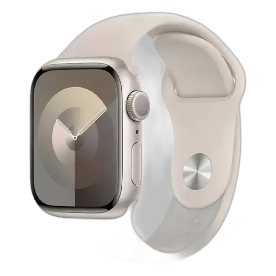 Apple Watch Series 9 GPS – Starlight aluminum case – 41 mm – Starlight sport band – S/M - Excellent (Refurbished)