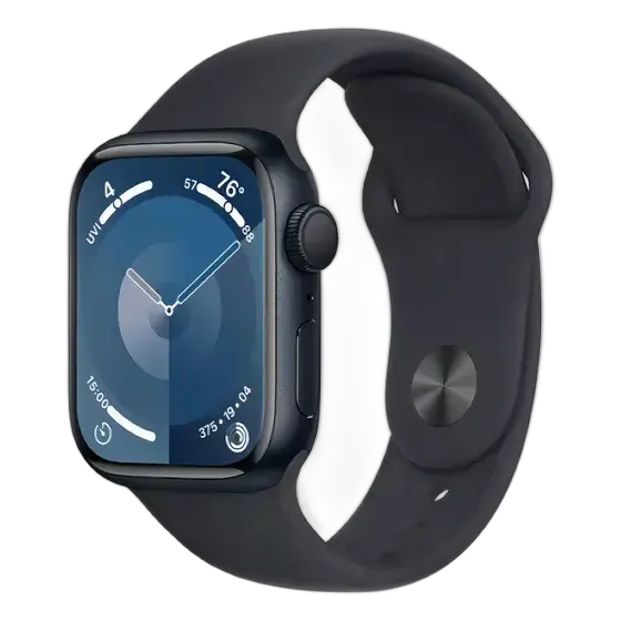 Apple Watch Series 9 GPS • Midnight aluminum case • 41 mm • Midnight sport band • M/L - Good (Refurbished)