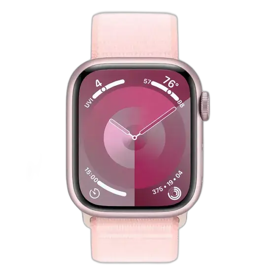 Apple Watch Series 9 GPS + Cellular – Pink aluminum case – 41 mm – Light pink sport loop band - Excellent (Refurbished)