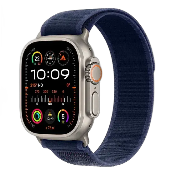 Apple Watch Ultra 2 GPS + Cellular • 49 mm Natural Titanium Case • Blue Trail Loop Band – M/L
