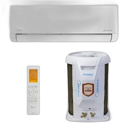 Midea Airvolution Hi Wall Split Air Conditioner Inverter 9,000 Btus Cooling R-32 White 220v