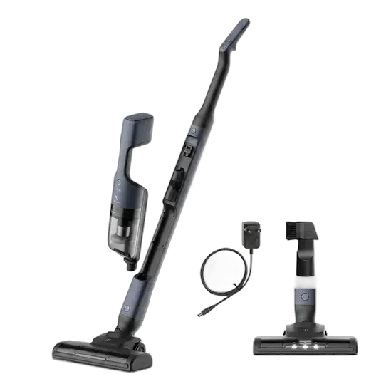 Electrolux ERG019 Cordless Vertical Vacuum Cleaner Ergorapido 2-in-1 Portable, Front LED Light, Rotating Brush, 950ml Capacity, Dual Voltage, 30 min, Blue