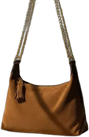 Exclusive Genuine Leather and Suede Bag Brown