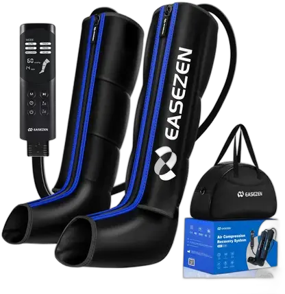 Pneumatic Compression Boot Foot Massager Portable Black With Blue Details