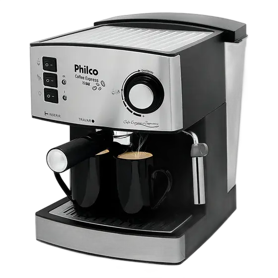 Philco Coffee Express Coffee Machine 15 Bar Permanent Filter Black/Silver