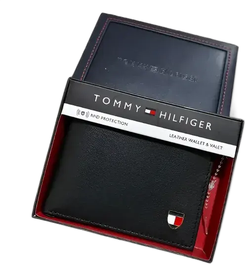 Tommy Hilfiger 31hp220055 Design Black Leather Wallet USA Color Style Bl
