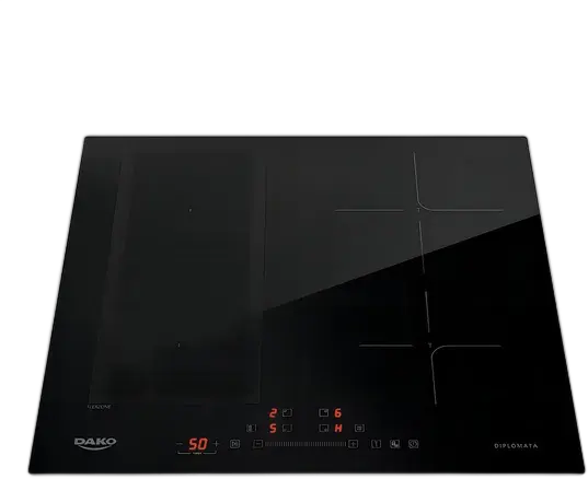 Induction Cooktop 4 Burners Dako Diplomata with Flexible Zone and Turbo Function Black