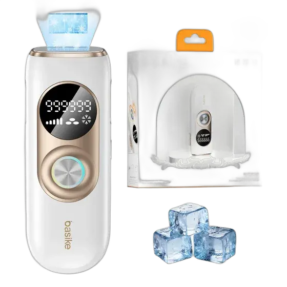 Basike Professional IPL Pulsed Light Laser Hair Removal Device, 9 Adjustment Levels, Painless Ice Sensation Permanent Hair Removal, Unisex Bivolt, Portable Full-Body Laser Hair Removal