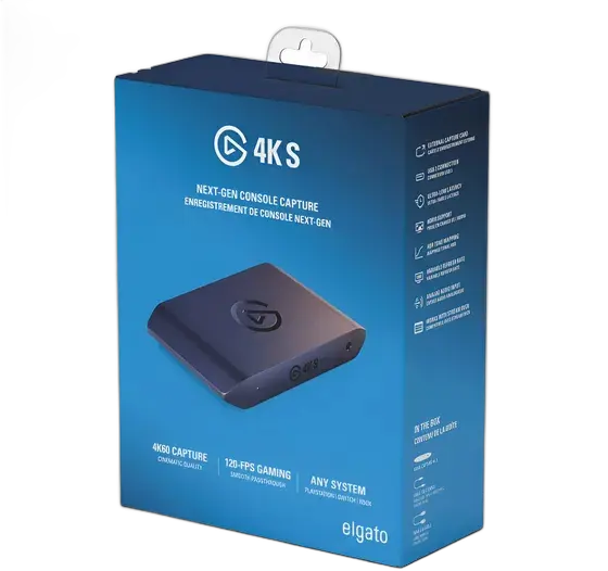 Elgato 4K S Capture Card 4K60 HDR10 Near-Zero Latency Black