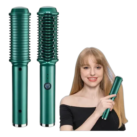 Escova Alisadora Sem Fio Recarregável Para Cabelo Green 5v