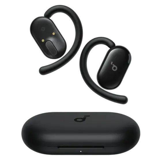 Fone De Ouvido Esportivo Bluetooth Soundcore V20i Gancho Ajustável Open-ear Sem Fio 4 Microfones Graves Potentes Bassup Para Corrida Academia Estilo Gamer Luzes Led Lançamento Conforto Cor Preto