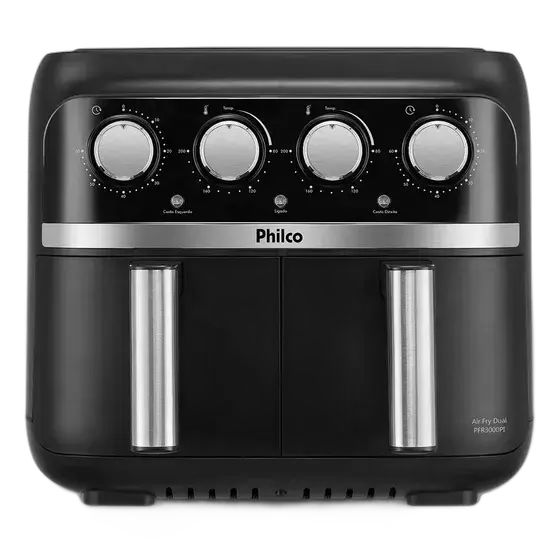 Air Fryer Dual Philco PFR3000PI Double Basket 8l Color Black