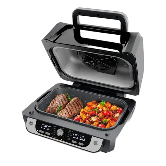 Electric Air Fryer WAP Kitchen Barbecue with Digital Panel and 12 Functions Black and gray