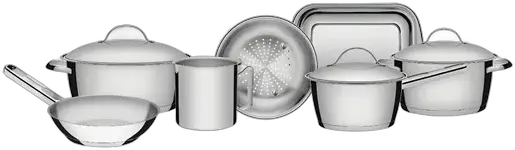 Allegra Cookware Set in Stainless Steel 7 Pieces Tramontina