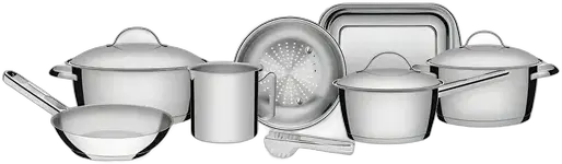 Tramontina Stainless Steel Cookware Set Allegra 7 Pieces + Tongs