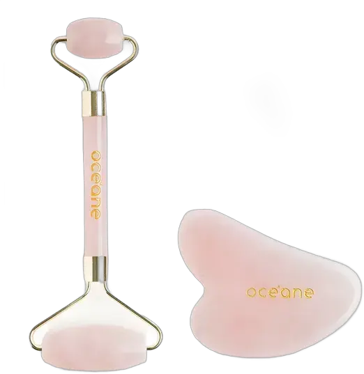 Kit Massagem Facial Quartzo Rosa Quartz Roller & Gua Sha Set