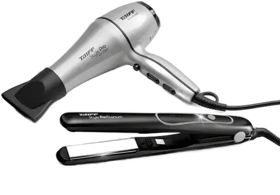 Taiff Kit: Style Pro Titanium Professional Flat Iron Bivolt + Style Pro Silver Hair Dryer 127v 2000w