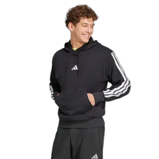 adidas Essentials 3 Stripes Hoodie Black