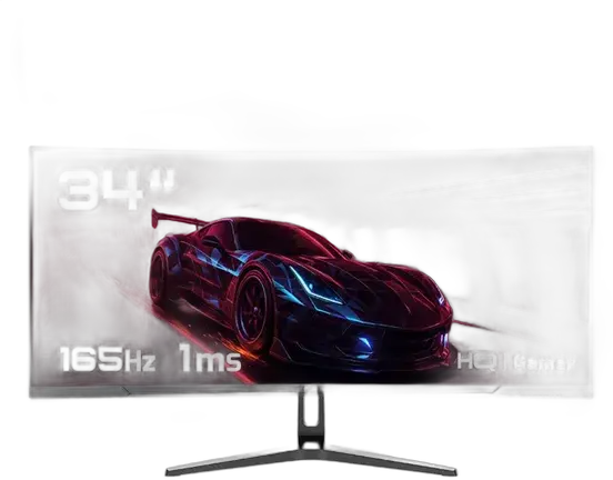 Gaming Monitor 34" Curved 1ms, 165Hz, UltraWide (QHD) - 3440x1440 AMD FreeSync, HDMI, DP, HQ Premium HQ34C16