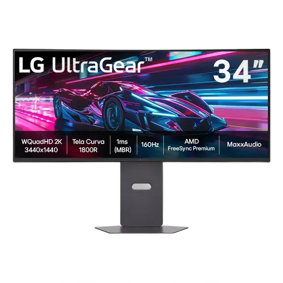 Gaming Monitor LG UltraGear Curved 34G600A-B 34" QuadHD 2K, UltraWide 1800R, 160Hz, 1ms (MBR), AMD FreeSync Premium, HDR10, MaxxAudio