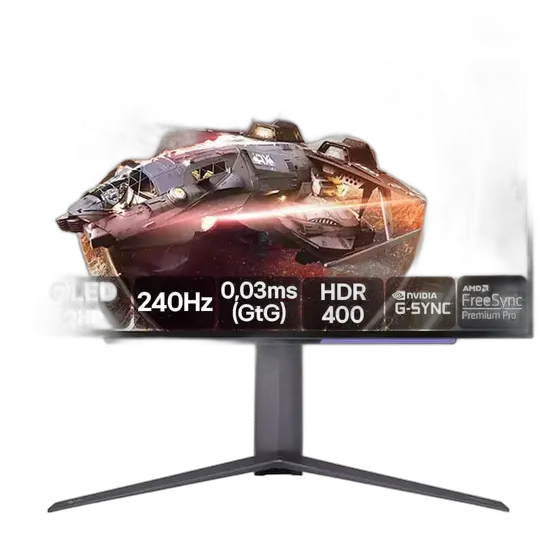 Gaming Monitor LG UltraGear OLED – OLED Screen 27”, 2K QHD, HDR400, True black, 1.5M:1, 240Hz, 0.03ms (GtG), NVIDIA® G-SYNC® – 27GS95QE-B - Acceptable (Refurbished)