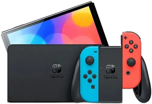 Nintendo Switch OLED 64GB - Blue And Neon Red Controller - Excellent (Refurbished)