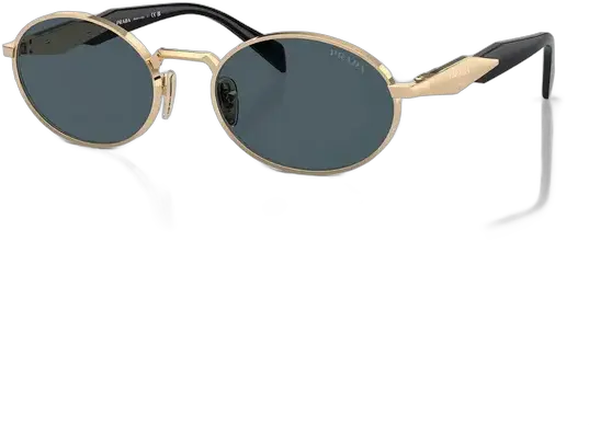 Prada Women's Oval Gold Sunglasses with Gray Lens