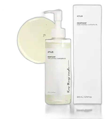 Óleo de controle de poros ANUA Heartleaf, óleo coreano de limpeza facial, remoção diária de cravos pela ANUA Night Makeup para toda a pele, 200 ml/1 g por mais de 30 anos