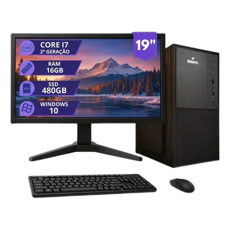 Complete PC Computer Intel i7 16GB SSD 480GB Monitor 19 480GB 16GB Integrated Graphics Card