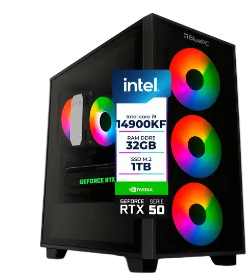 Gaming PC|Workstation - AURA by BluePC, Intel Core i9 14900KF, B760 Motherboard, GeForce RTX 5070 Ti 16GB GDDR7, 32GB DDR5, PCIe SSD 1TB, 750W PSU, Play, Create, Edit, Develop - PGBP-AUR170