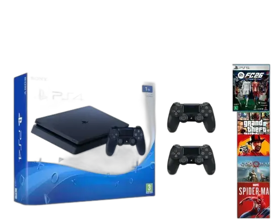 PlayStation 4 PS4 Slim 1TB Two Controllers + FIFA/FC 26 Game