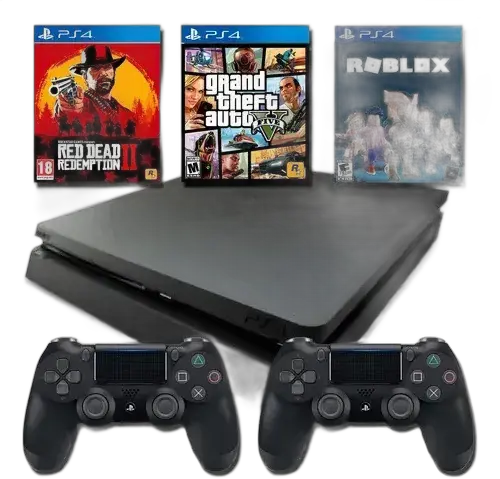 PS4 Slim 1TB 2 Controllers + 3 Games
