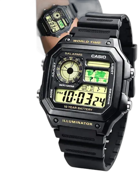 Casio Men's Digital Wristwatch Black 10-Year Battery Water Resistant 100 Meters