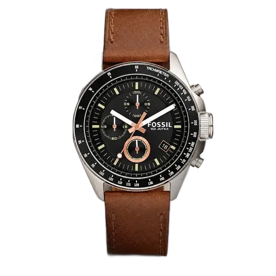 Fossil Men's 44mm Brown Leather Watch Genuine Gift Man Elegant Casual Versatile Use