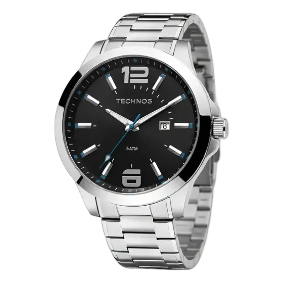 Technos Men's Watch Stainless Steel Silver, 45mm, with Calendar