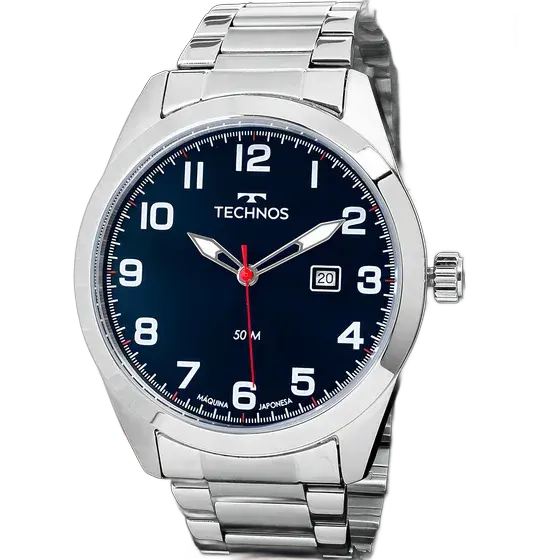 Relógio Masculino Technos Militar Prova D'água Cor Do Bisel Prateado Calendário 2115tyn/1a