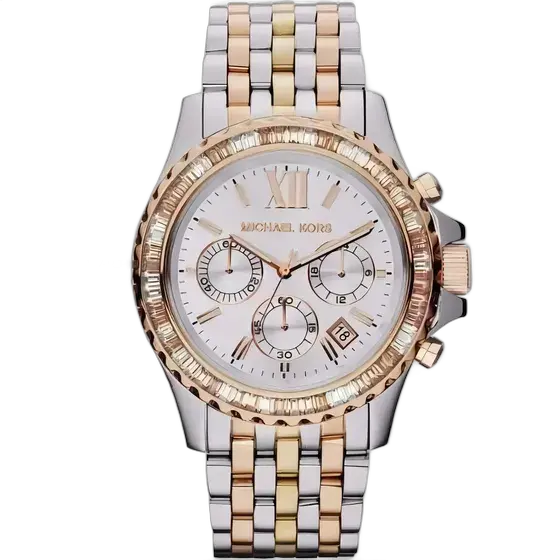 Michael Kors Mk5876 Unisex Watch Rose Silver Gold Beautiful! Strap Color Silver Dial Color