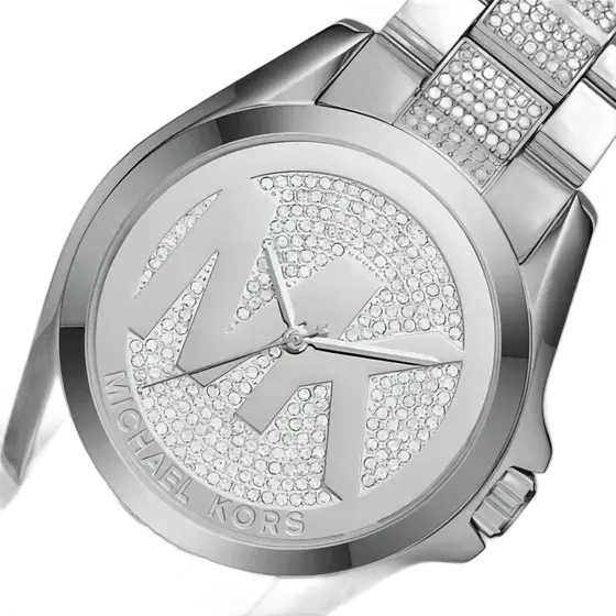 Michael Kors Mk6486 Watch 100% Original Bradshaw Light Gray Strap Silver Bezel Stone Dial