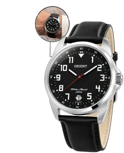 Orient Men's Watch Black Leather - MBSC1031 P2PX Silver Bezel
