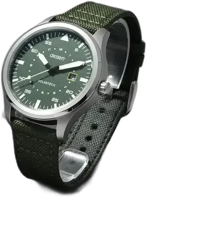 Orient Men's Solar Watch Military Green Steel Water Resistant 50m