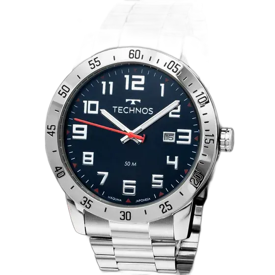 Relógio Technos Masculino Military Analogico Aço Azul Petróleo 5ATM