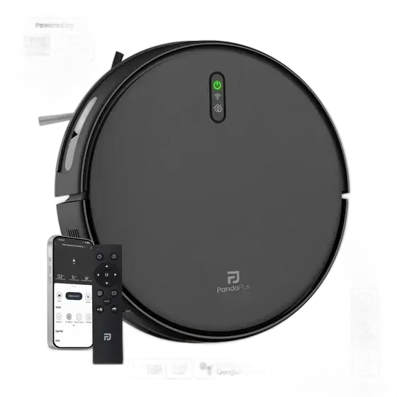 Robot Vacuum Cleaner and Mop Automatic Charging Dual Voltage Connection with Alexa and Google Assistant Wifi App Pandaplus Tuya Dual Voltage Black