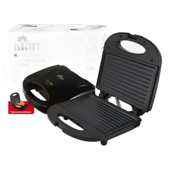 Sandwich Maker Grill 2 In 1 Kian Black Electric 750w Color Black, Your Ultra Fast Hot Sandwich, and Other Snacks