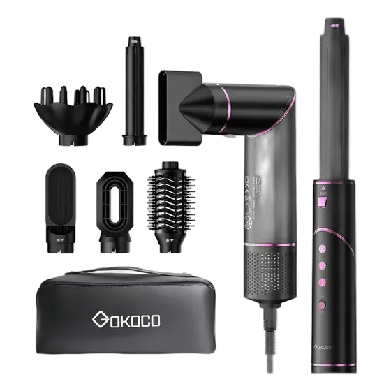 Gokoco 7-in-1 Hot Air Styler Hair Dryer Color Black