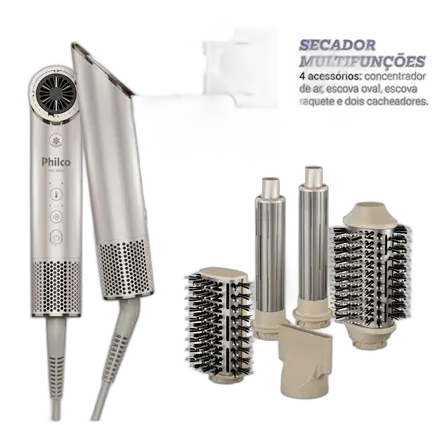 Hair Dryer Philco PSC3500 4-in-1 Foldable BLDC Motor Silver Beige 127V