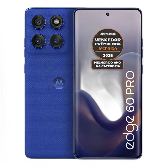 Smartphone Motorola Edge 60 Pro 5G - 256GB 24GB (12GB RAM+12GB RAM Boost) Quad-Curve Screen Moto AI 50MP Sony Camera Military Ultra-Resistance IP68 + IP69 - Blue
