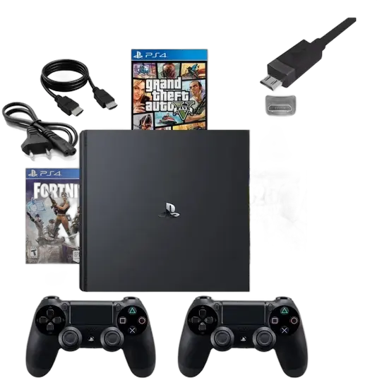 Sony PlayStation 4 PS4 Slim 1TB Onyx Black + 2 Controllers + Game (Refurbished)