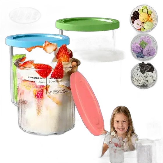 Ice Cream Storage Pots For Ninja Creami NC500 NC501 700ml Replacement With Lid Spoons Freezer Dessert Milkshake BPA Free