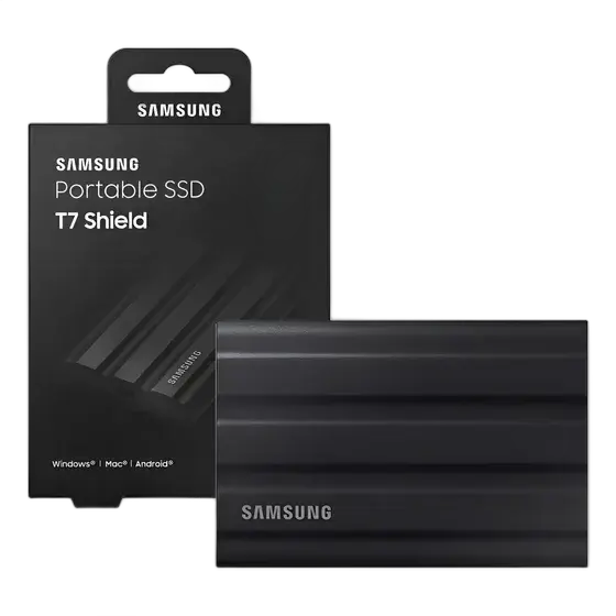 External SSD 2TB Portable Samsung T7 Shield USB 3.2 Gen 1 Black - MU-PE2T0S/AM