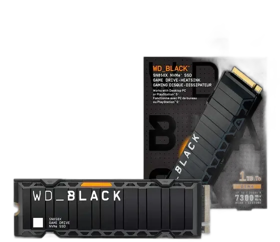 Ssd M.2 1tb Pcie Gen4x4 Western Digital Sn850x Wd Black Nvme M.2 2280 Wds100t2xhe-00bca0 Read Speed Up To 7300 Mb/s With Heatsink Color Black